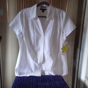 Women's short sleeve style & Company white blouse